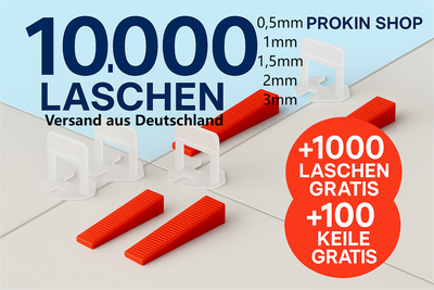 Fliesen-Nivelliersystem Set 10000 Stück Laschen mit Gratis Bonus - Prokin Shop