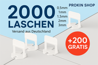 Fliesen-Nivelliersystem Set 2000 Stück Laschen mit Gratis Bonus - Prokin Shop