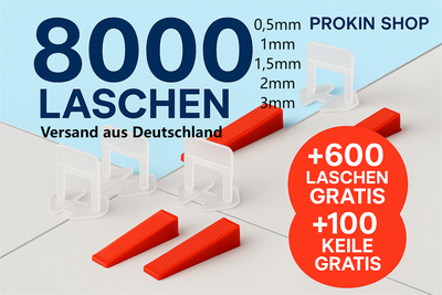 Fliesen-Nivelliersystem Set 8000 Stück Laschen mit Gratis Bonus - Prokin Shop